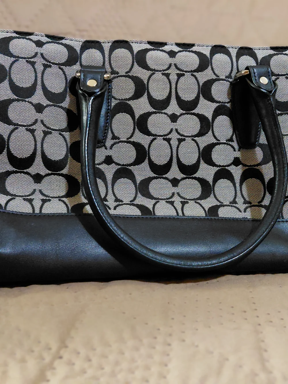 Coach Black Signature Canvas and Leather Tote
